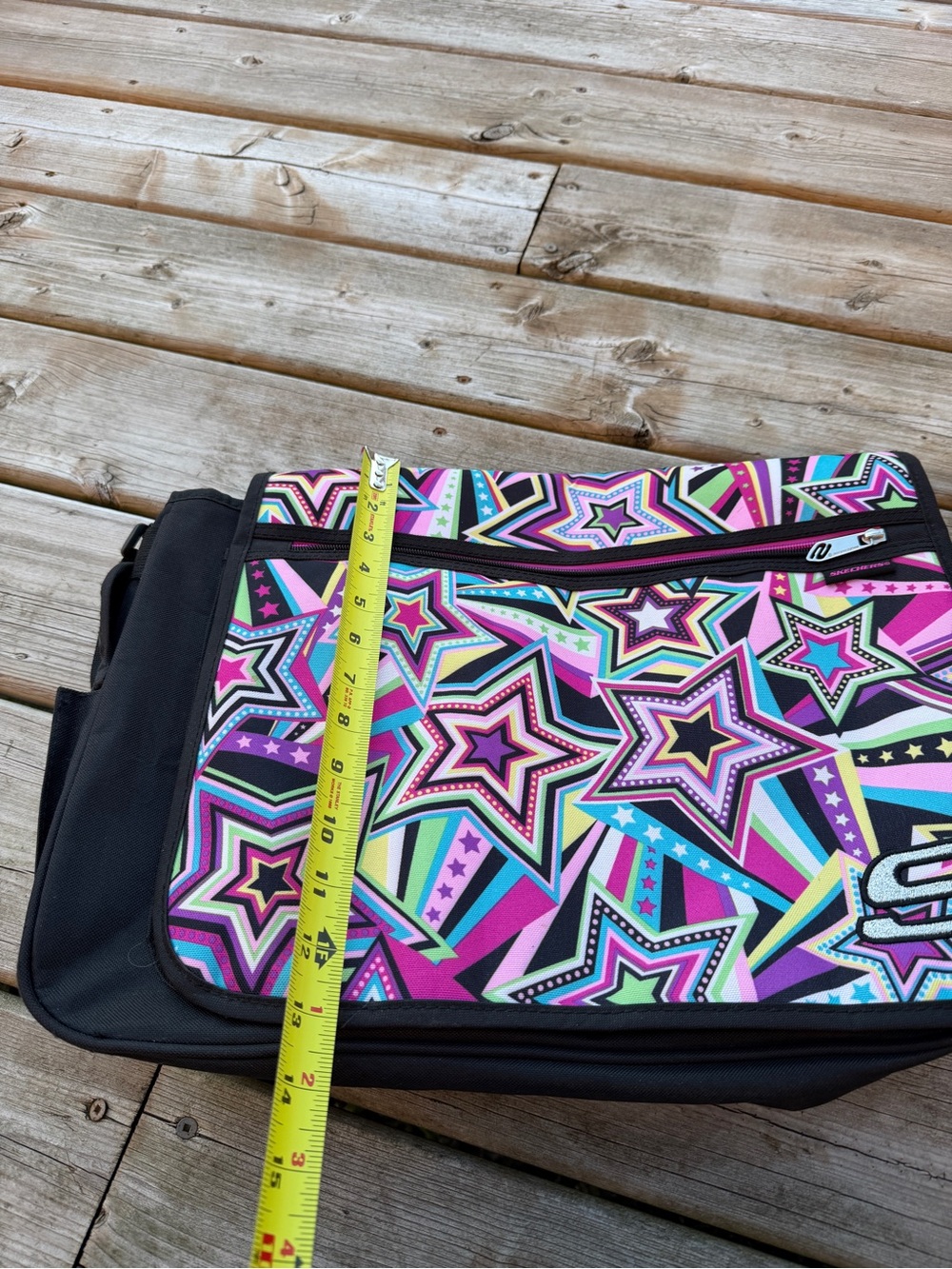 Skechers Star Print Messenger Bag Laptop School Crossbody Pink Black - Picture 6 of 12